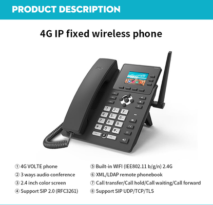 ODM OEM 3 SIP Users 2.4\" Color Display IP Phone Call Transfer SIM Card Wifi LAN 4G Full Bands VoIP Products Conference GSM POE